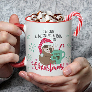 Christmas red handle sloth mug with name 