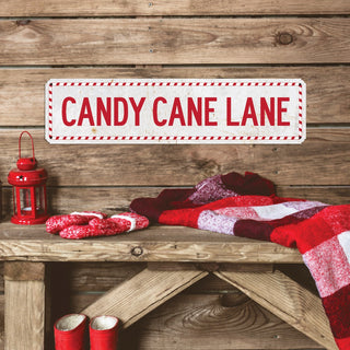 Candy cane metal sign