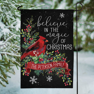 Believe In The Magic of Christmas Personalized Garden Flag
