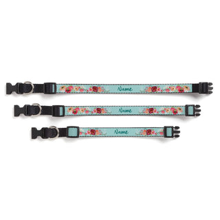 Floral Pattern Personalized Dog Collar - Small