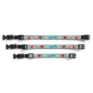 Floral Pattern Personalized Dog Collar - Small