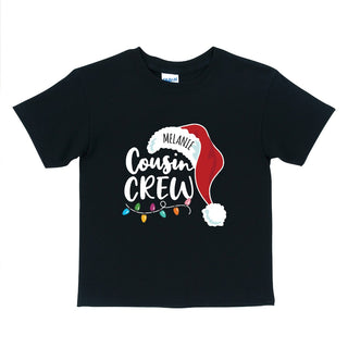 Cousin Crew with Santa Hat & Lights Black Toddler T-Shirt