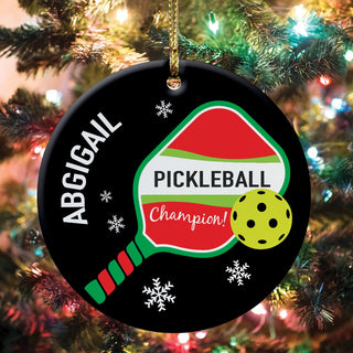 Pickleball round ornament with name 