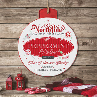 Peppermint metal sign with name 