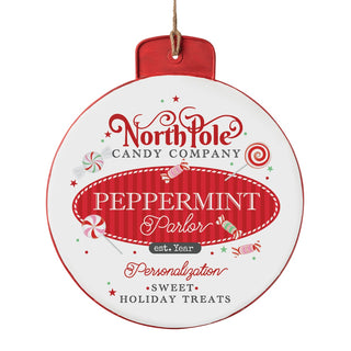 Peppermint Parlor Personalized Large Metal Sign