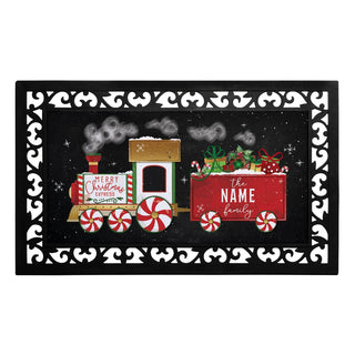 Merry Christmas Express Train Ð 12x27 Inch Entry Mat with Frame