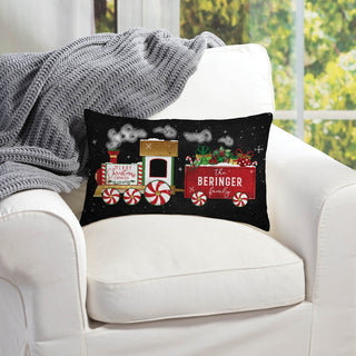 Merry Christmas Express Train Personalized Lumbar Throw Pillow