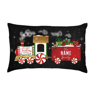 Merry Christmas Express Train Personalized Lumbar Throw Pillow