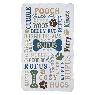 Boy Dog Name Pattern Personalized Fuzzy Blanket