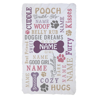 Girl Dog Name Pattern Personalized Fuzzy Blanket