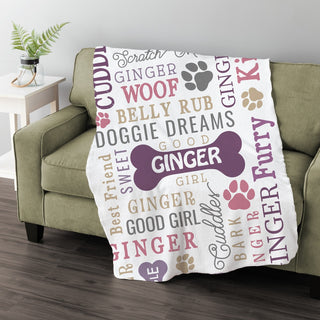 Girl Dog Name Pattern Personalized Fuzzy Blanket