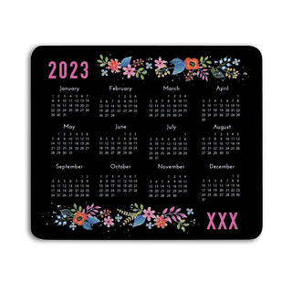 Floral with Monogram Personalized Calendar Mouse Pad