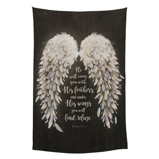He Will Cover You with His Feathers Large Wall Tapestry