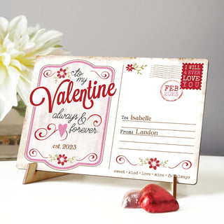 Valentine postcard with names