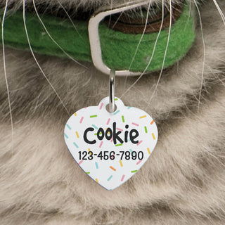Sprinkles heart pet tag with name 