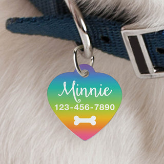 Rainbow Personalized Heart Shaped Pet Tag