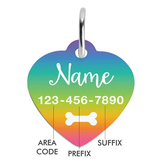 Rainbow Personalized Heart Shaped Pet Tag