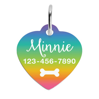 Rainbow Personalized Heart Shaped Pet Tag