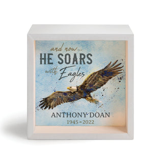 He Soars with Eagles Memorial Personalized Light Up Shadowbox