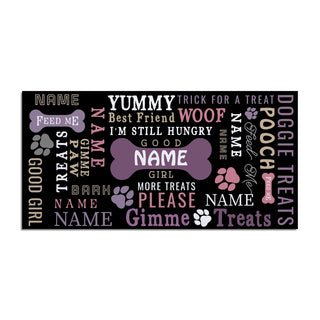 Pink & Purple Bone Dog Personalized Ð 12x27 Inch Entry Mat Insert