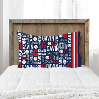 baseball pillowcase with initial and name 