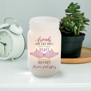 Friends are Like Bras Personalized Frosted Mason Jar Votive Holder