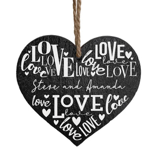 Love Pattern Couple Personalized 5" Slate Hanging Heart