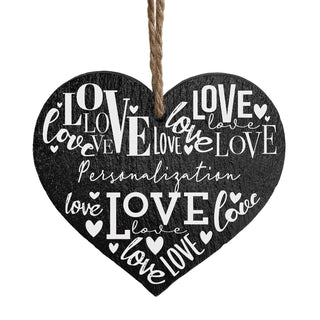 Love Pattern Couple Personalized 5" Slate Hanging Heart
