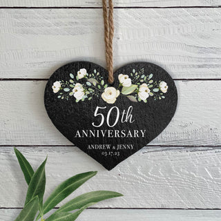 Wedding Anniversary Personalized 5" Slate Hanging Heart