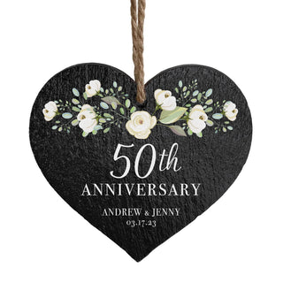 Wedding Anniversary Personalized 5" Slate Hanging Heart