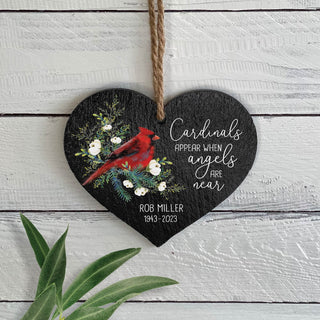Cardinals Appear When Angels Are Near Memorial Personalized 5" Slate Hanging Heart