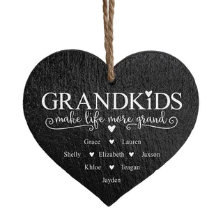 Grandkids Make Life More Personalized 5" Slate Hanging Heart