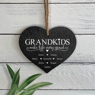 Grandkids Make Life More Personalized 5" Slate Hanging Heart