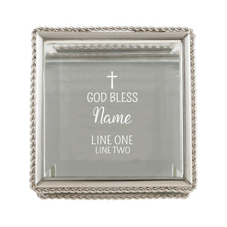 God Bless Cross Personalized Glass Keepsake Box