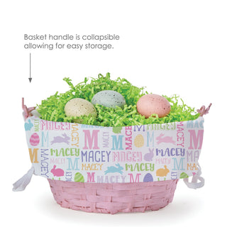 Bunny Name Pattern Personalized Pink Easter Basket with Liner