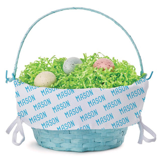 My Name Pattern Personalized Blue Easter Basket with Liner