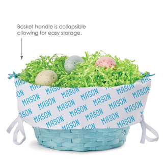 My Name Pattern Personalized Blue Easter Basket with Liner