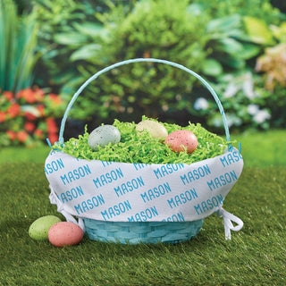 My Name Pattern Personalized Blue Easter Basket with Liner