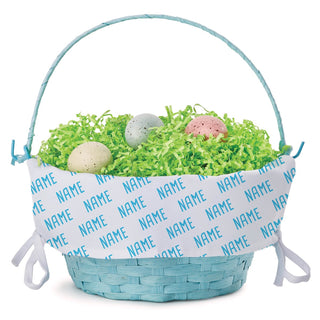 My Name Pattern Personalized Blue Easter Basket with Liner