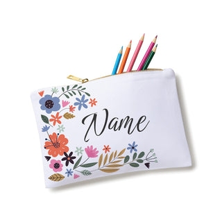 Floral Name Personalized Zipper Pouch