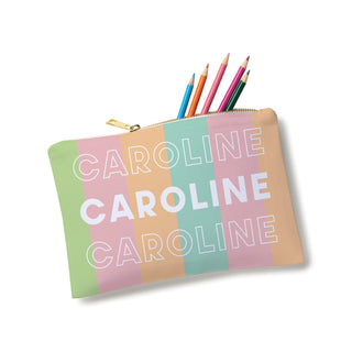 Striped Name Personalized Zipper Pouch