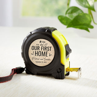 Our first home tape measure with name and date 