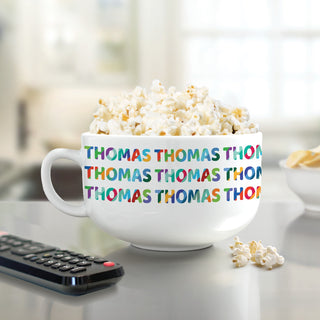 Colorful Name Pattern for Him Personalized Ice Cream Bowl