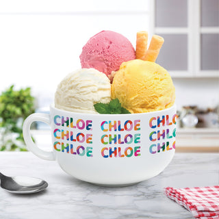 Colorful Name Pattern for Her Personalized Ice Cream Bowl