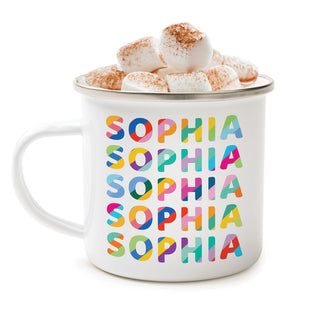 Colorful Name Pattern for Her Personalized Camp Mug - 11 oz.