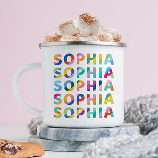 camp mug with colorful name for her
