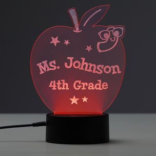 Teacher apple LED nightlight with name