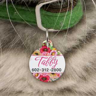 Floral Personalized Circle Shaped Pet Tag