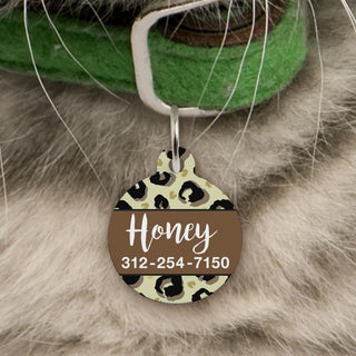 Leopard Print Personalized Circle Shaped Pet Tag
