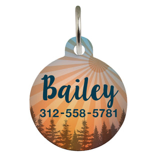 Sunset and Trees Personalized Circle Shaped Pet Tag